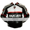 Ducati Corse White and Black Biker Leather Jacket