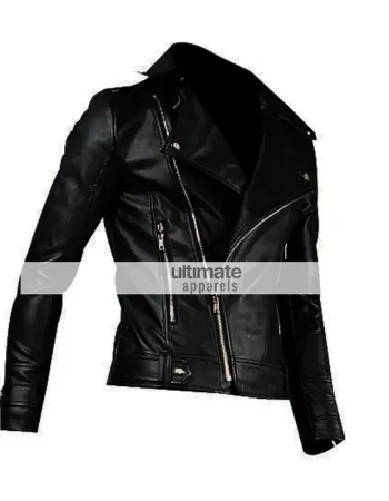 Slim Fitted Mens Faux/PU Black Leather Biker Jacket