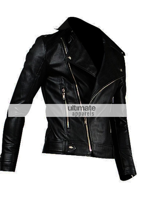 Slim Fitted Mens Faux/PU Black Leather Biker Jacket