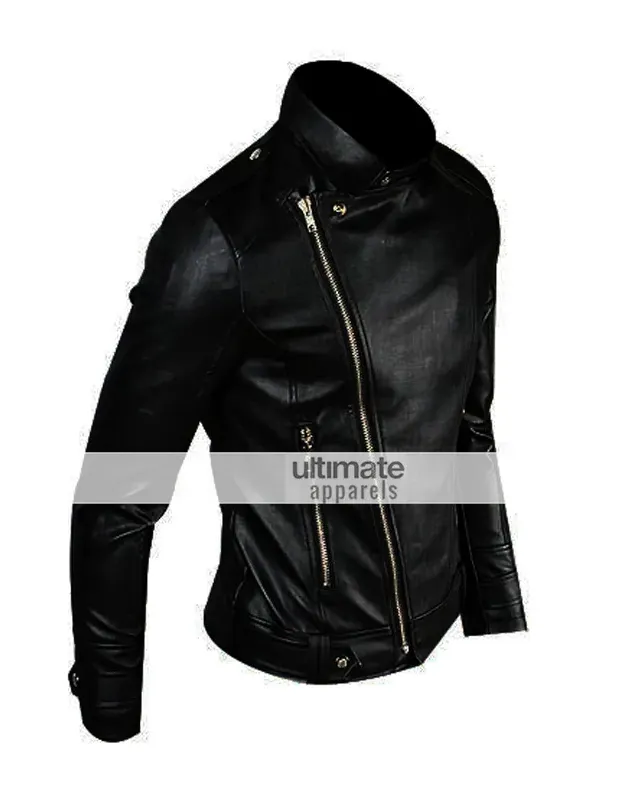 Slim Fitted Mens Faux/PU Black Leather Biker Jacket Slim Fitted Mens Faux/PU Black Leather Biker Jacket