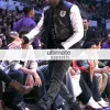 Kanye West Silver Sleeve Black Teddy Varsity Leather Jacket