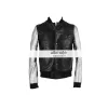 Kanye West Silver Sleeve Black Teddy Varsity Leather Jacket