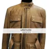 Men Distressed Light Brown Belted Moto Long Jacket Men Distressed Light Brown Belted Moto Long Jacket