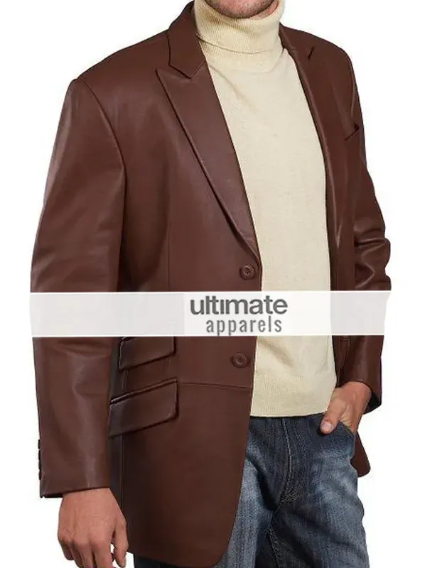 Mens Brown Leather Blazer Jacket Coat Mens Brown Leather Blazer Jacket Coat