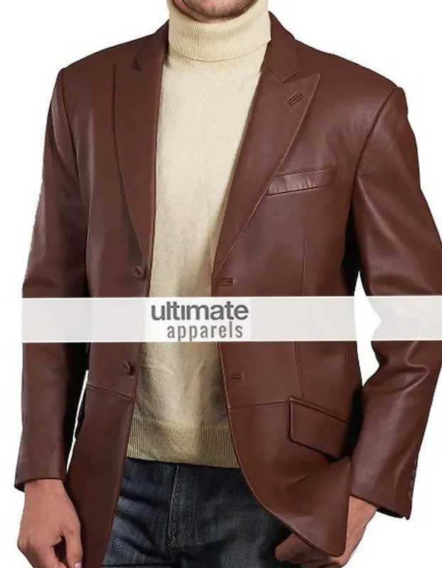 Mens Brown Leather Blazer Jacket Coat Mens Brown Leather Blazer Jacket Coat