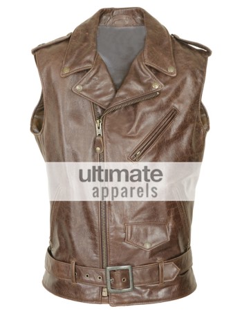 Men's Perfecto Midweight Cowhide Motorcycle Black/Brown Vest
