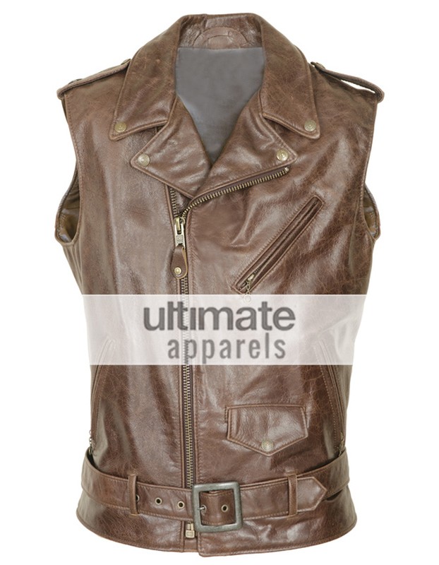 Men's Perfecto Midweight Cowhide Motorcycle Black/Brown Vest