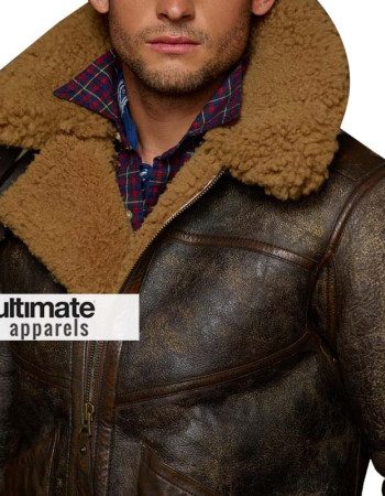 Ralph Lauren Brown Dover Shearling Polo Bomber Jacket