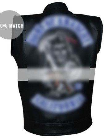 Sons Men's Black Anarchy Biker Vest With Patches Sons Men's Black Anarchy Biker Vest With Patches