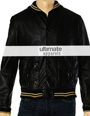 Spread Ashton Kutcher Nikki Black Bomber Jacket