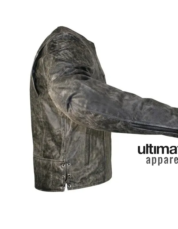 Vulcan Men's NF-8150 Distressed Black Motorcycle Jacket Vulcan Men's NF-8150 Distressed Black Motorcycle Jacket