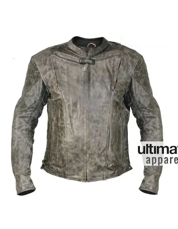 Vulcan Men's NF-8150 Distressed Black Motorcycle Jacket
