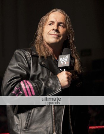 WWE Bret Hart Replica Hitman Black Jacket Pink Stripes