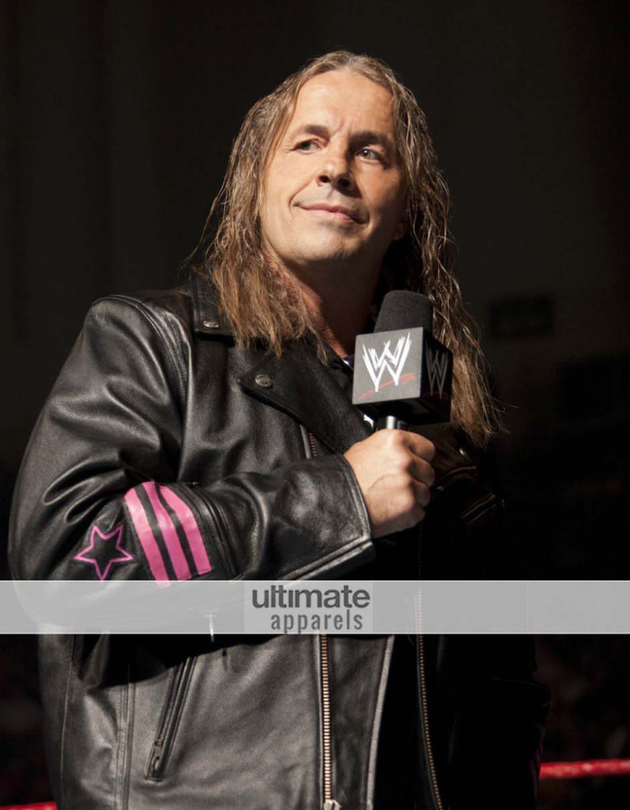 WWE Bret Hart Replica Hitman Black Jacket Pink Stripes