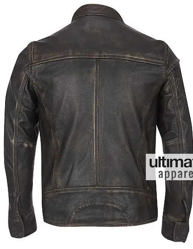Arrow Black Rivet Faded Leather Moto Jacket
