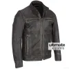 Arrow Black Rivet Faded Leather Moto Jacket
