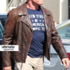 Arnold Schwarzenegger Brown Distressed Leather Hummer Jacket