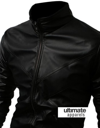 Black Biker Men Bomber Body Fitted Jacket
