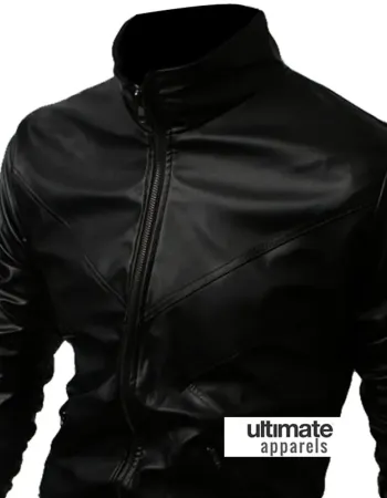 Black Biker Men Bomber Body Fitted Jacket