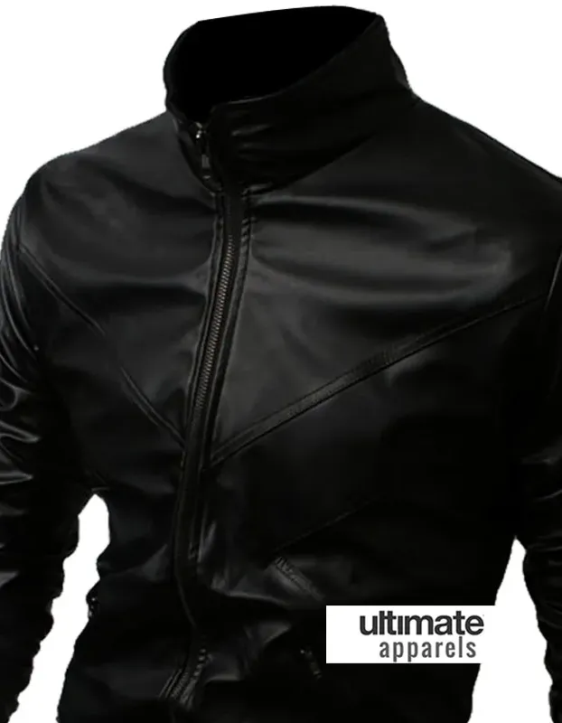 Black Biker Men Bomber Body Fitted Jacket Black Biker Men Bomber Body Fitted Jacket