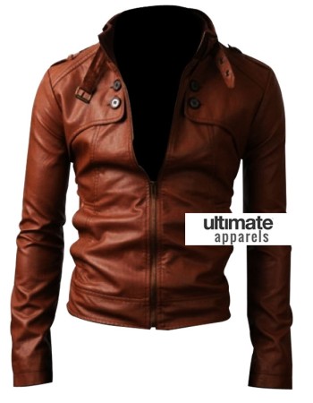Slim Fit Button Pocket Light Brown Jacket For Men Sale