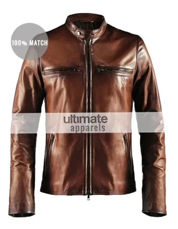 Cafe Racer Vintage Men's Brown Motorcycle Leather Jacket
