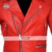 Classic Diamond Men's Red Armored Motorcycle Leather Jacket