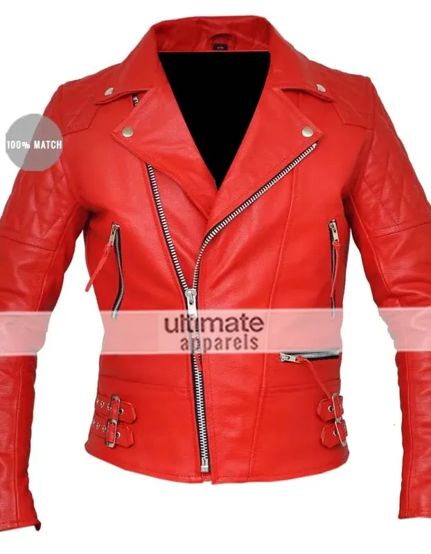 Classic Diamond Men's Red Armored Motorcycle Leather Jacket Classic Diamond Men's Red Armored Motorcycle Leather Jacket