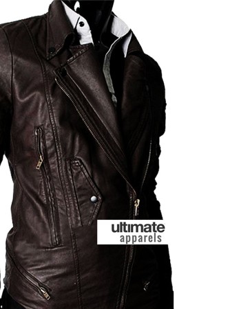 Multi Pocket Slim-fit Rider Dark Brown Men Jacket