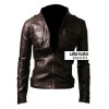 Zip Pocket Slim-fit Black Men Leather Jacket