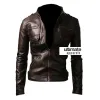 Zip Pocket Slim-fit Black Men Leather Jacket