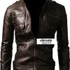Zip Pocket Slim-fit Black Men Leather Jacket
