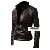 Zip Pocket Slim-fit Black Men Leather Jacket