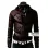 Strap Zipper Men Dark Brown Slim Fit Leather Jacket