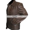 Vintage Men's Distressed Brown Leather Jacket Clothing