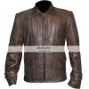 Vintage Men's Distressed Brown Leather Jacket Clothing