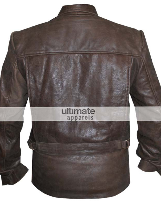 Vintage Men's Distressed Brown Leather Jacket Clothing