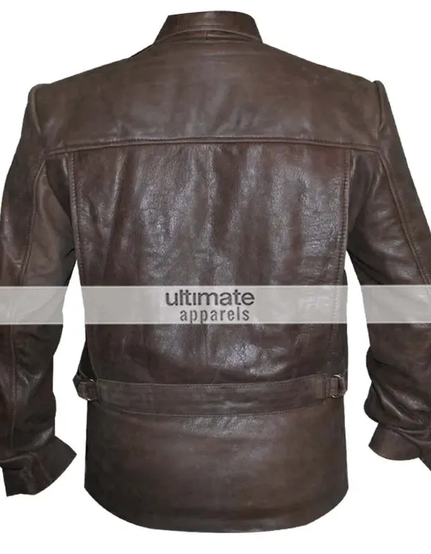 Vintage Men's Distressed Brown Leather Jacket Clothing