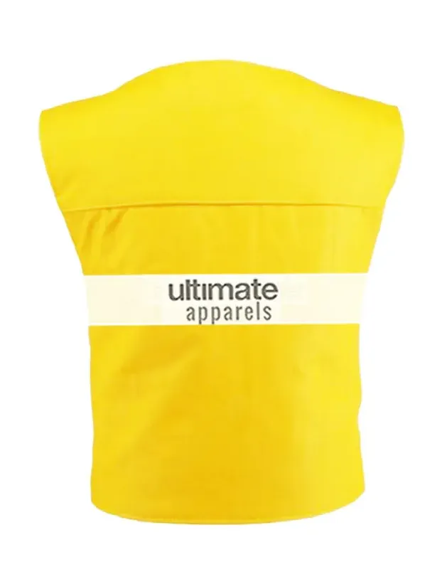 Men Velcro Strip Yellow Biker Leather Vest