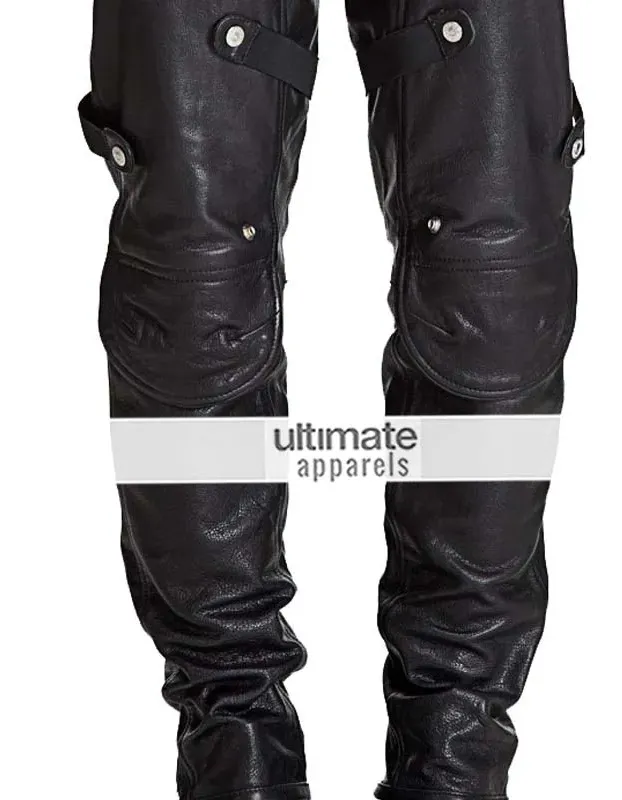 Men Stylish Motorcycle Padded Black Leather Pant
