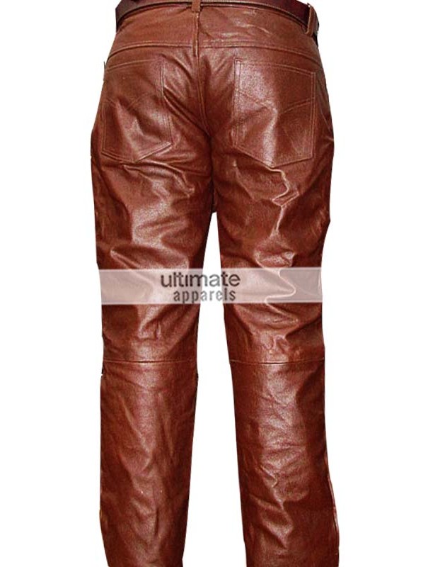 Men's Brown Real Leather Pants For Sale