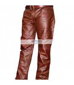 Men's Brown Real Leather Pants For Sale