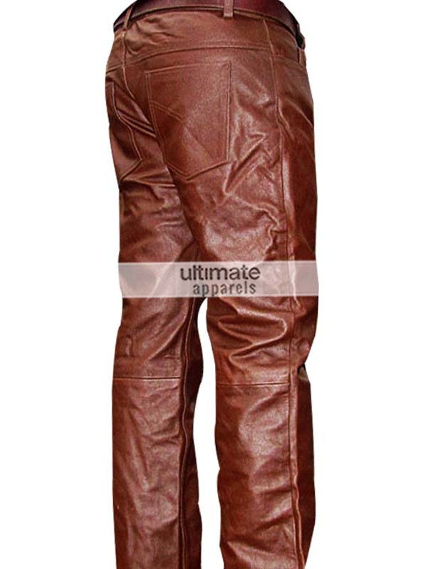 Men's Brown Real Leather Pants For Sale