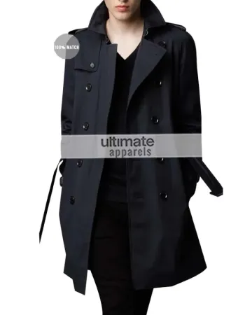 Burberry London Mens Cotton Twill Trench Black Coat