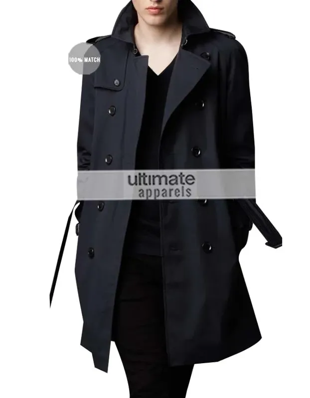 Burberry London Mens Cotton Twill Trench Black Coat Burberry London Mens Cotton Twill Trench Black Coat