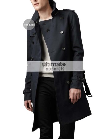 Burberry London Mens Cotton Twill Trench Black Coat Burberry London Mens Cotton Twill Trench Black Coat