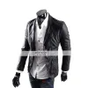 Men's Casual Smart Designers Black Leather Jacket Blazer