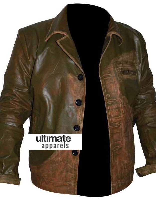 Men's Designers Green Distressed Leather Jacket (Johnny Depp)
