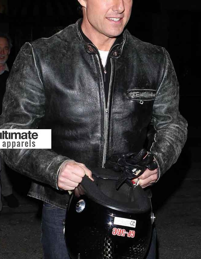 Tom Cruise Distressed Black Motorcycle Leather Jacket Tom Cruise Distressed Black Motorcycle Leather Jacket