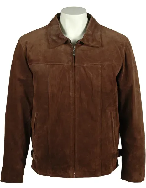 Men Suede Leather Dark Brown Formal Jacket